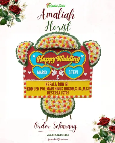 Karangan Papan Bunga Pernikahan di Pandanrejo
